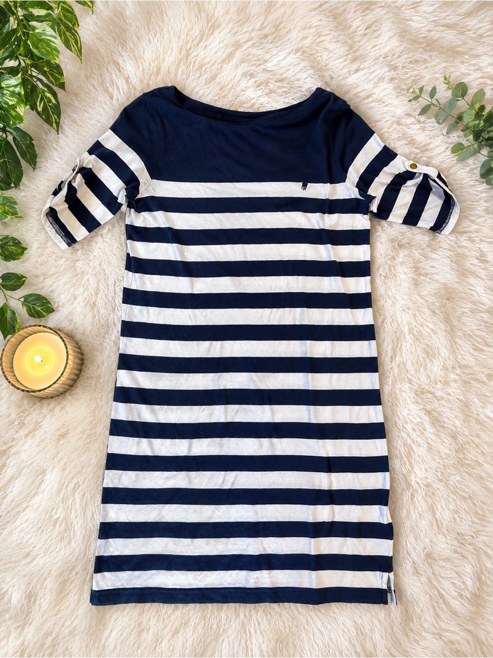 Polo by Ralph Lauren Navy and White Striped Kids Dress